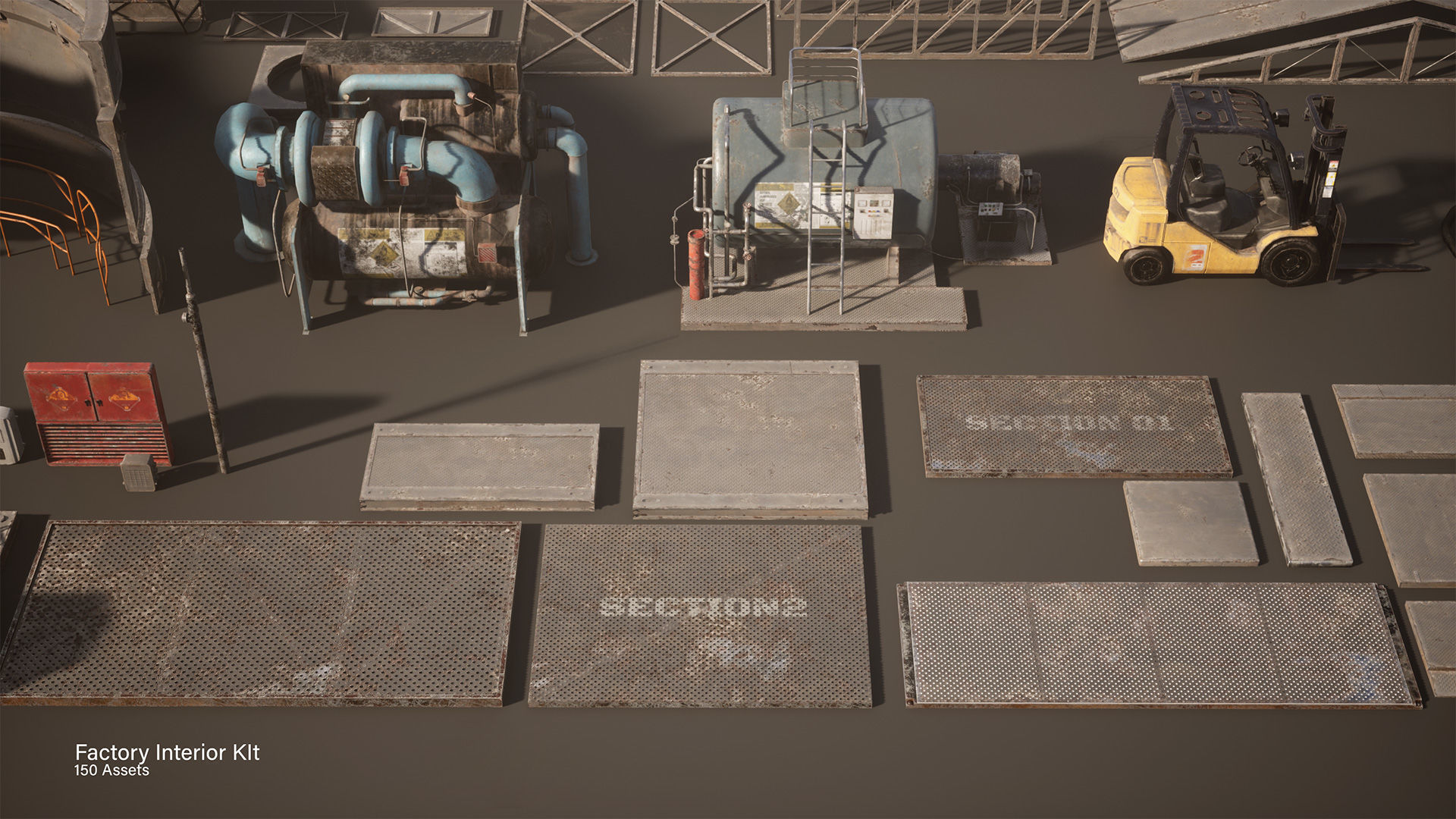 Modular Factory interior Kit Low-poly 3D model_12