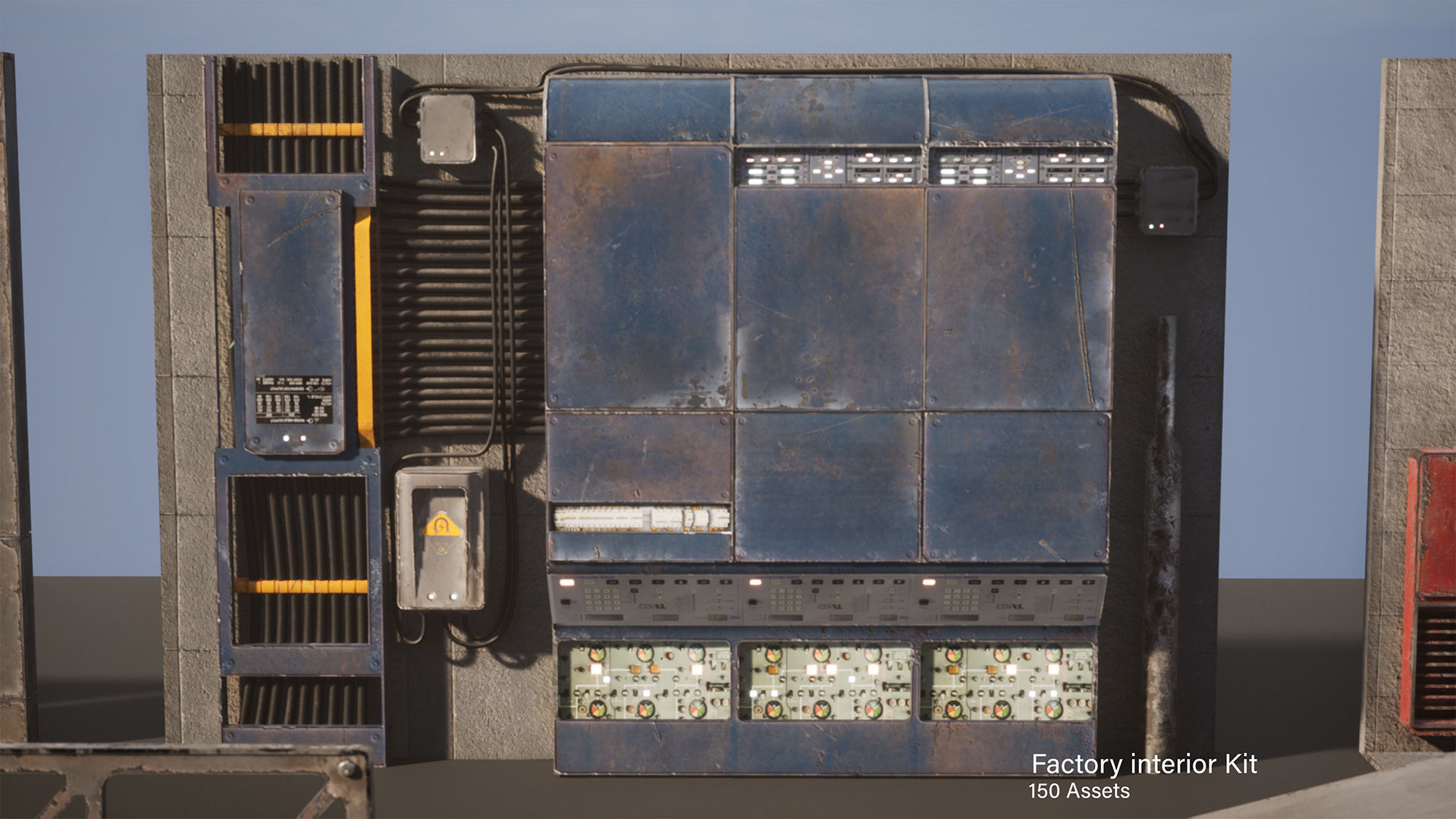 Modular Factory interior Kit Low-poly 3D model_24