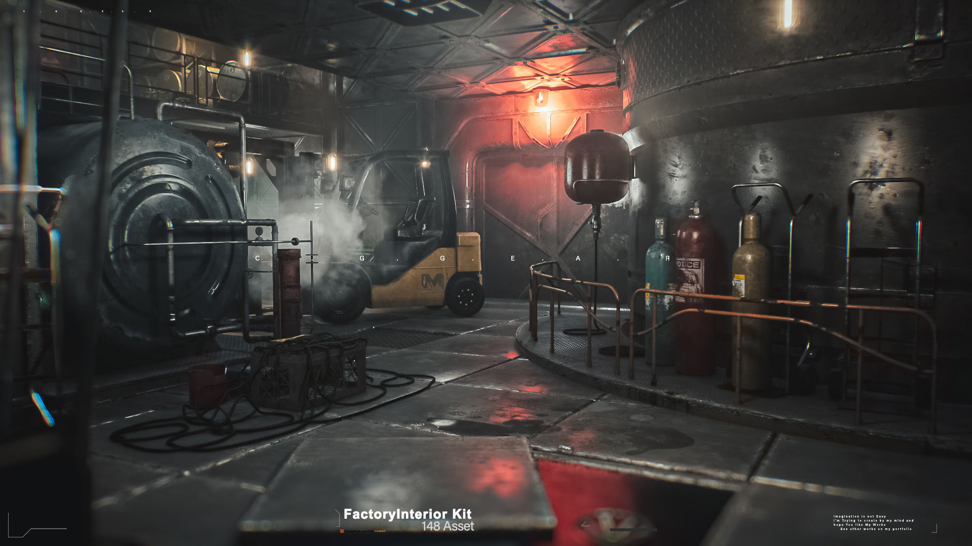 Modular Factory interior Kit Low-poly 3D model_2