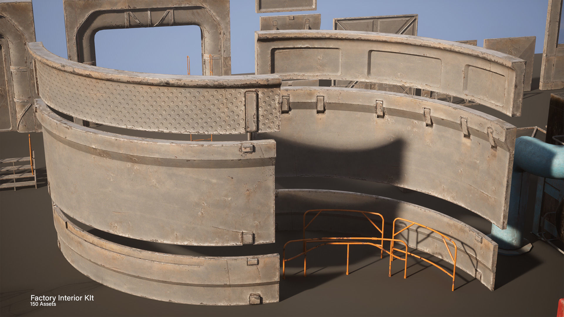 Modular Factory interior Kit Low-poly 3D model_18