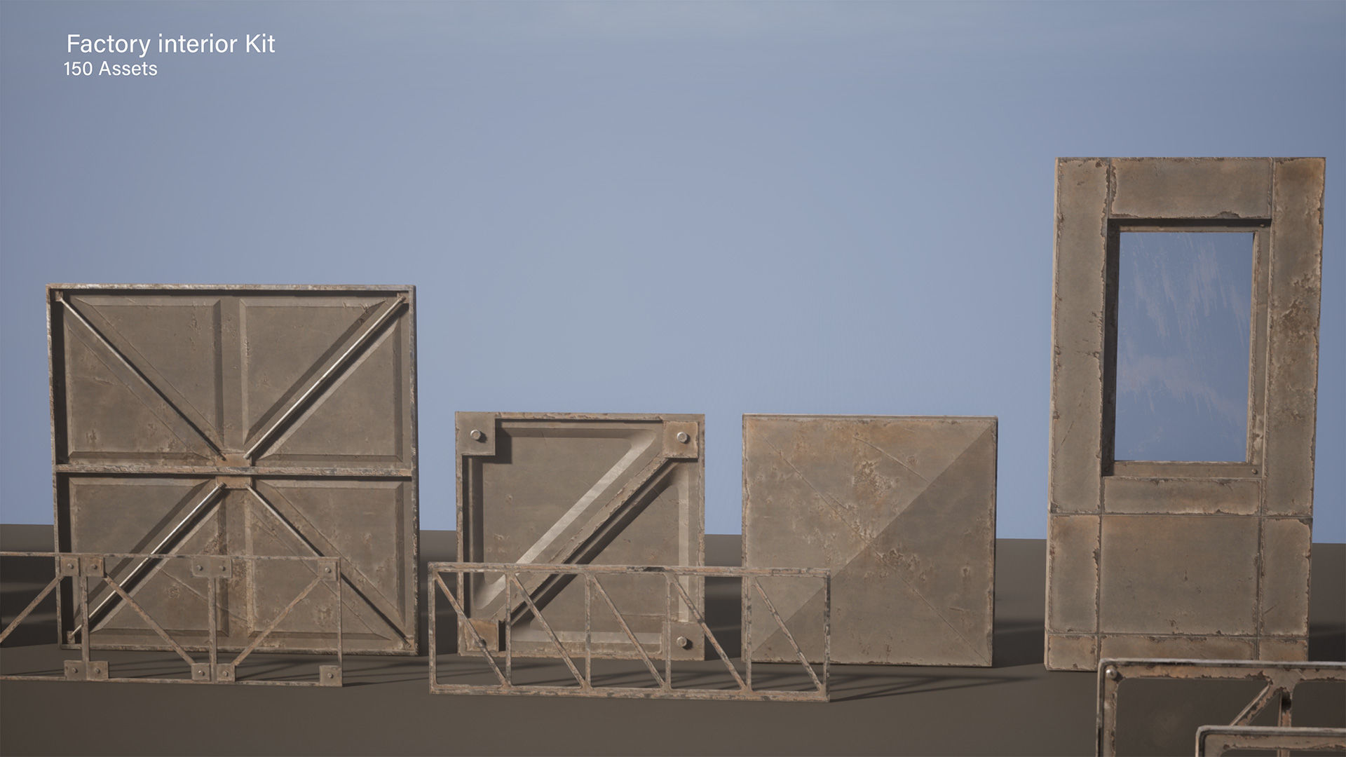 Modular Factory interior Kit Low-poly 3D model_23