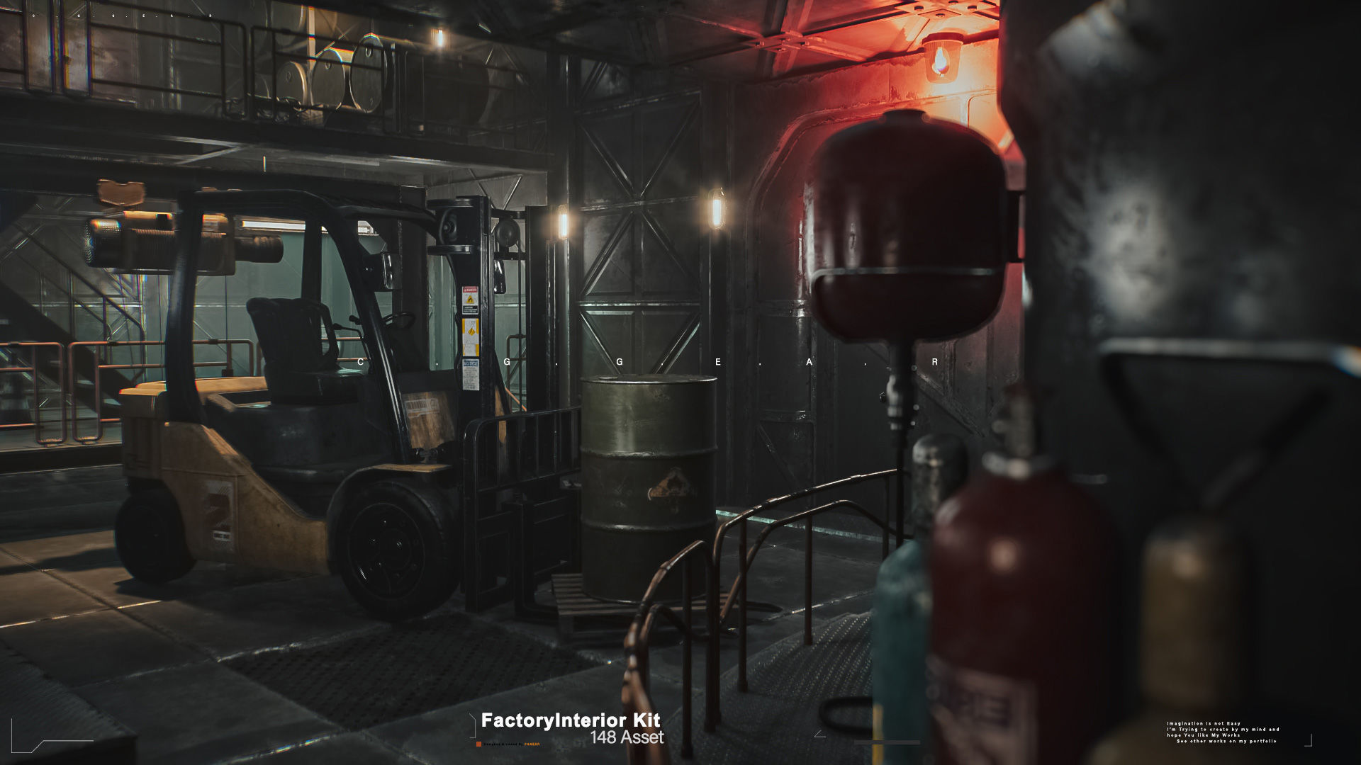 Modular Factory interior Kit Low-poly 3D model_7