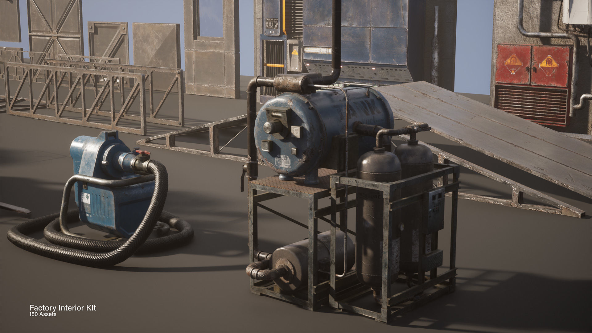 Modular Factory interior Kit Low-poly 3D model_21