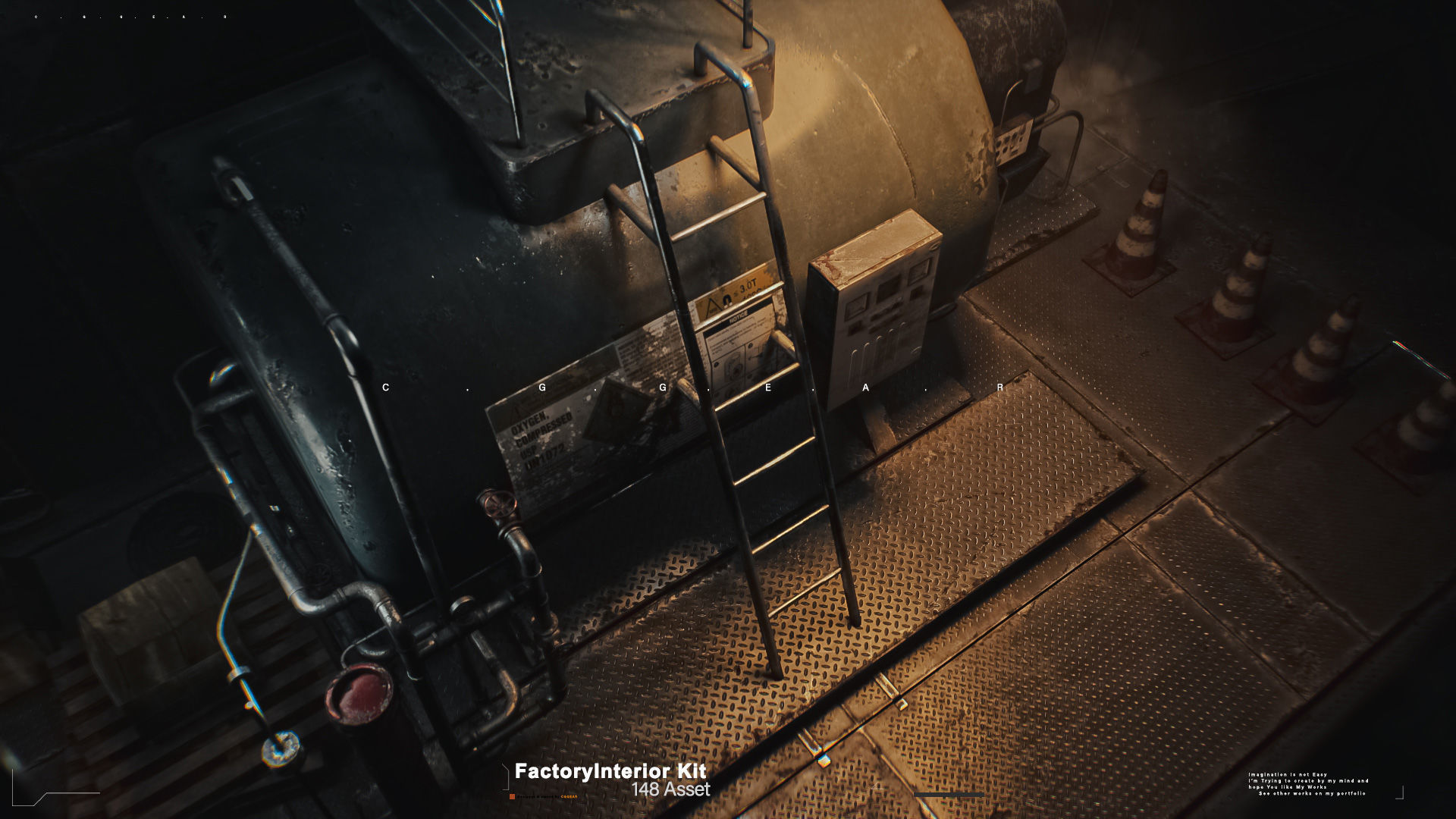 Modular Factory interior Kit Low-poly 3D model_9