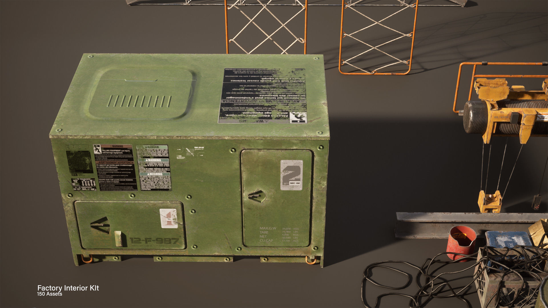 Modular Factory interior Kit Low-poly 3D model_17