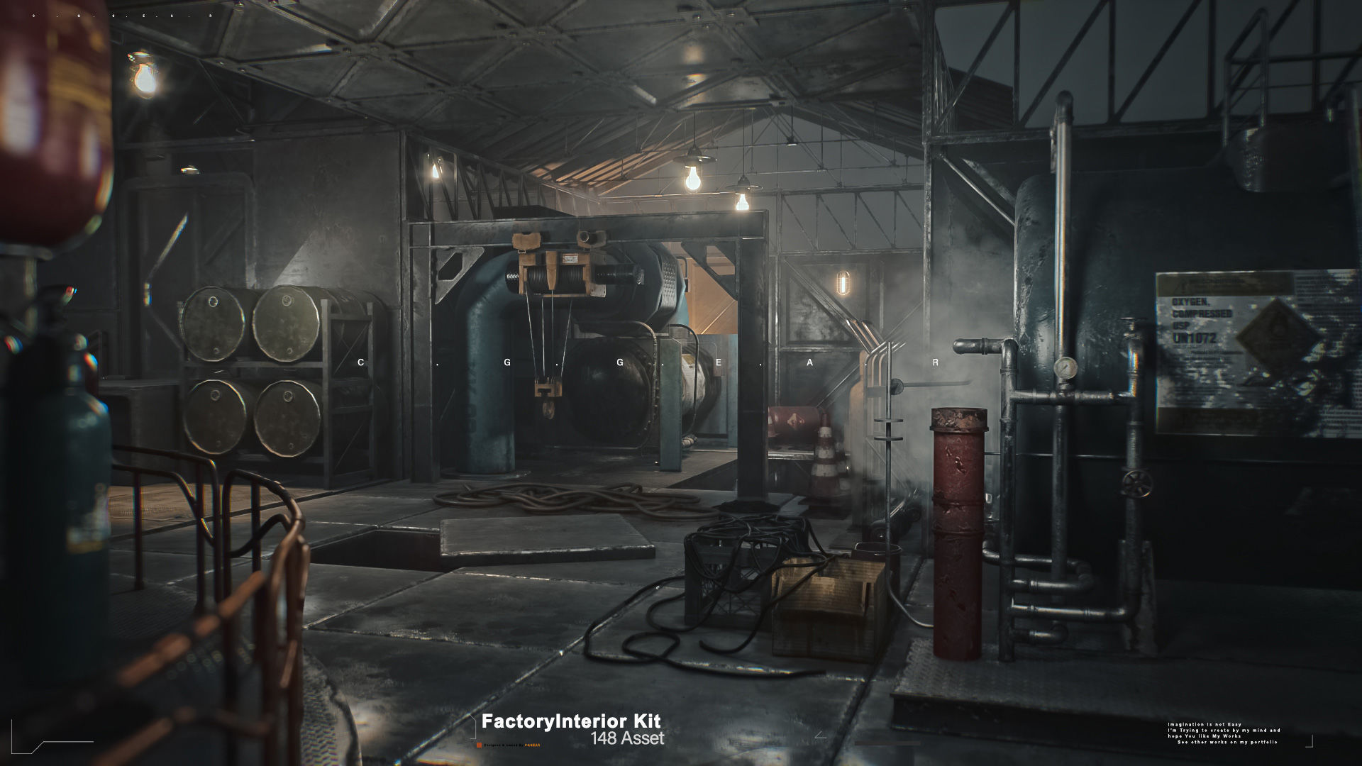 Modular Factory interior Kit Low-poly 3D model_3