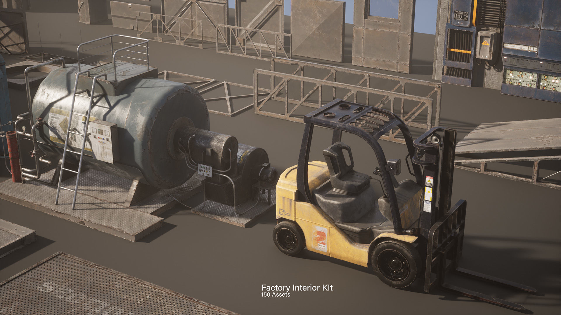 Modular Factory interior Kit Low-poly 3D model_20