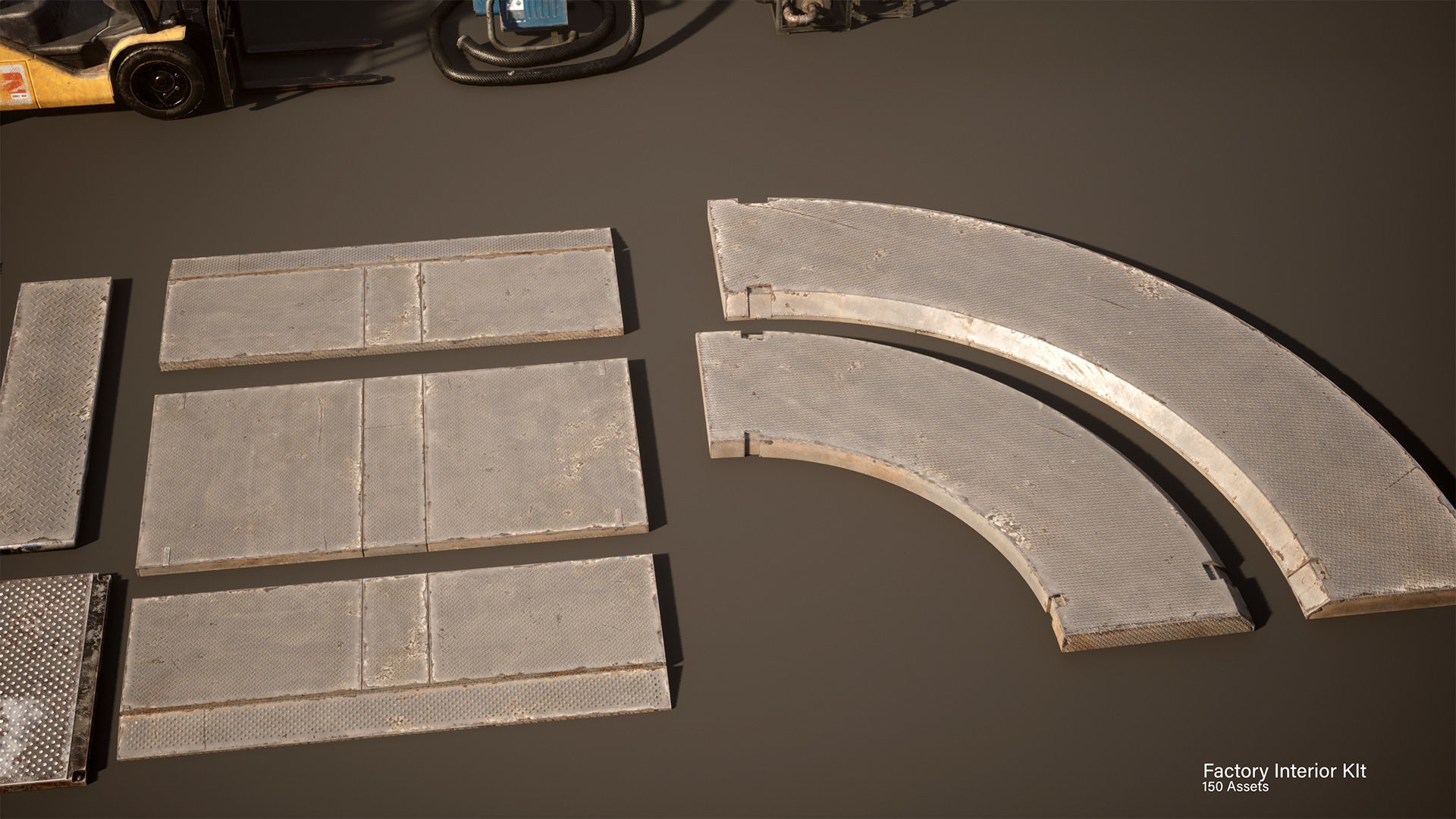 Modular Factory interior Kit Low-poly 3D model_13