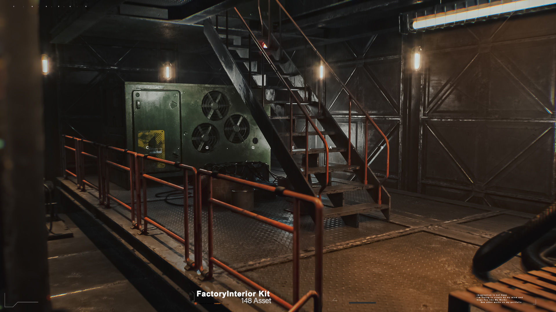 Modular Factory interior Kit Low-poly 3D model_10