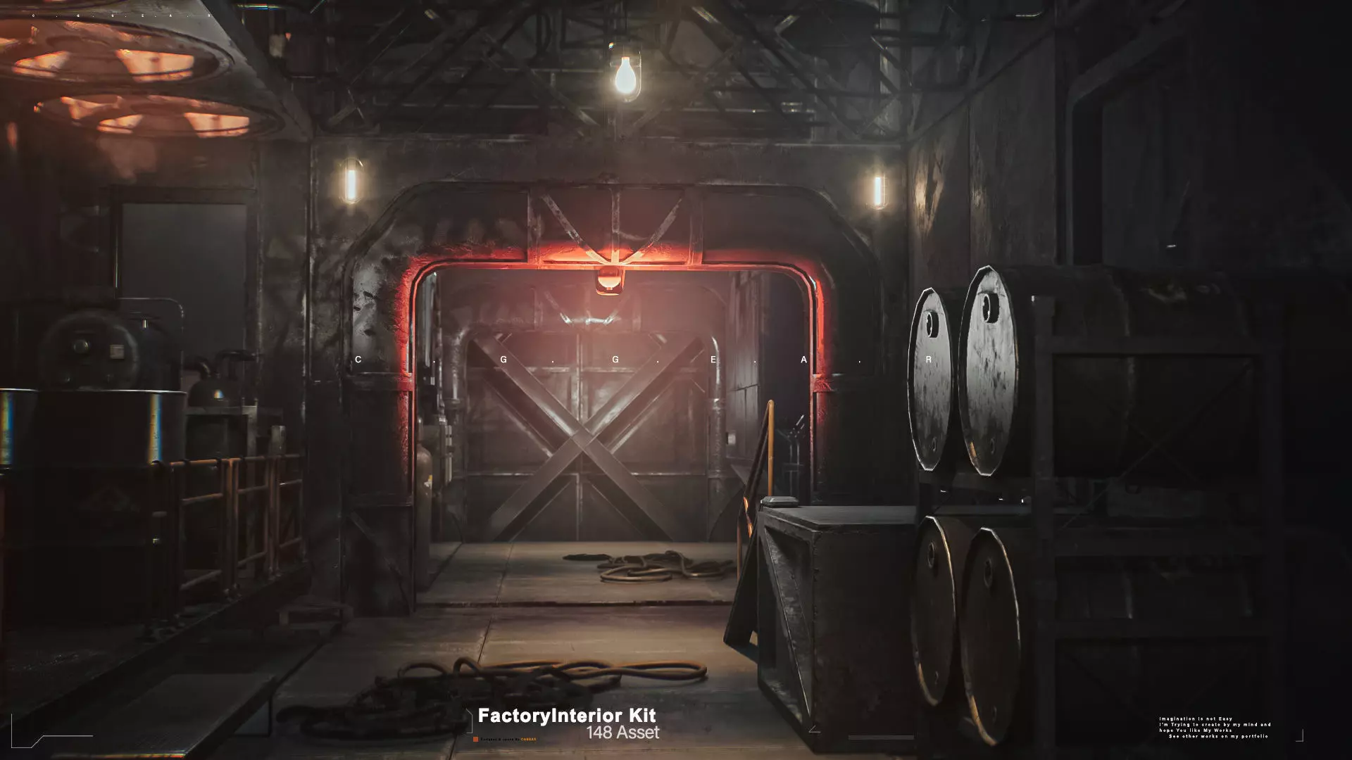 Modular Factory interior Kit Low-poly 3D model_0