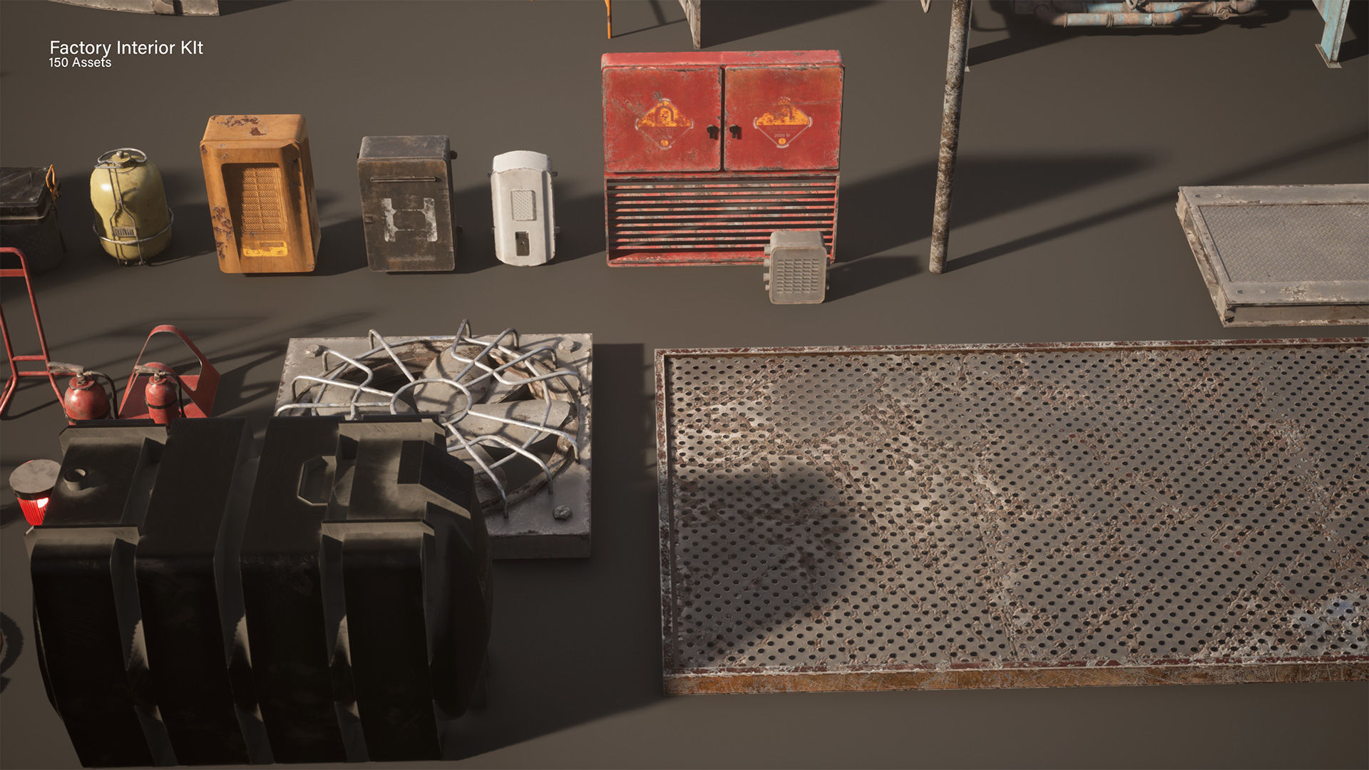 Modular Factory interior Kit Low-poly 3D model_14