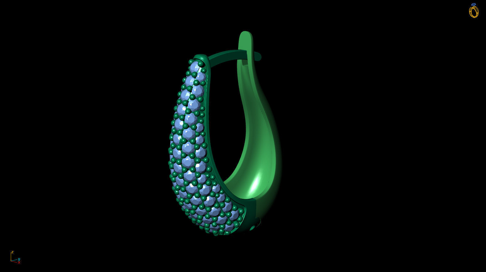 Huggie Hoop Clicker Earring Teardrop with Diamonds 3D print model_16