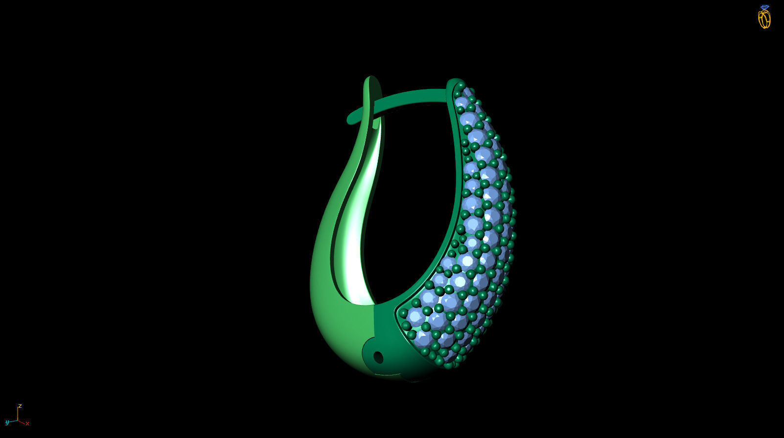 Huggie Hoop Clicker Earring Teardrop with Diamonds 3D print model_17