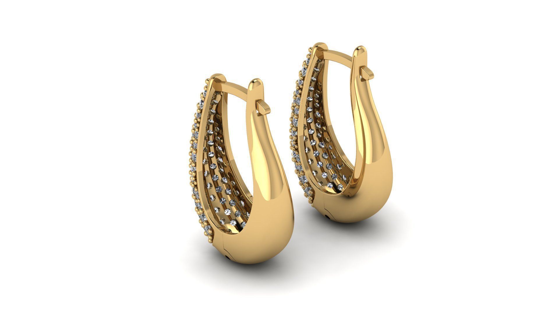 Huggie Hoop Clicker Earring Teardrop with Diamonds 3D print model_1