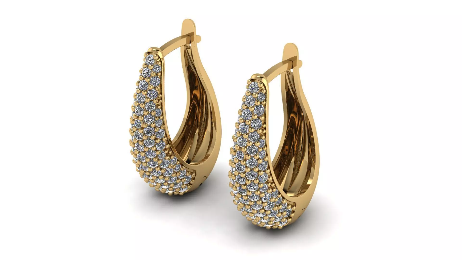 Huggie Hoop Clicker Earring Teardrop with Diamonds 3D print model_0