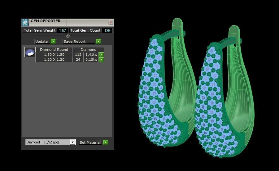 Huggie Hoop Clicker Earring Teardrop with Diamonds 3D print model_5