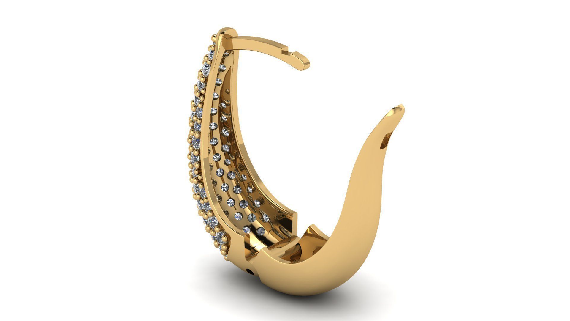 Huggie Hoop Clicker Earring Teardrop with Diamonds 3D print model_4