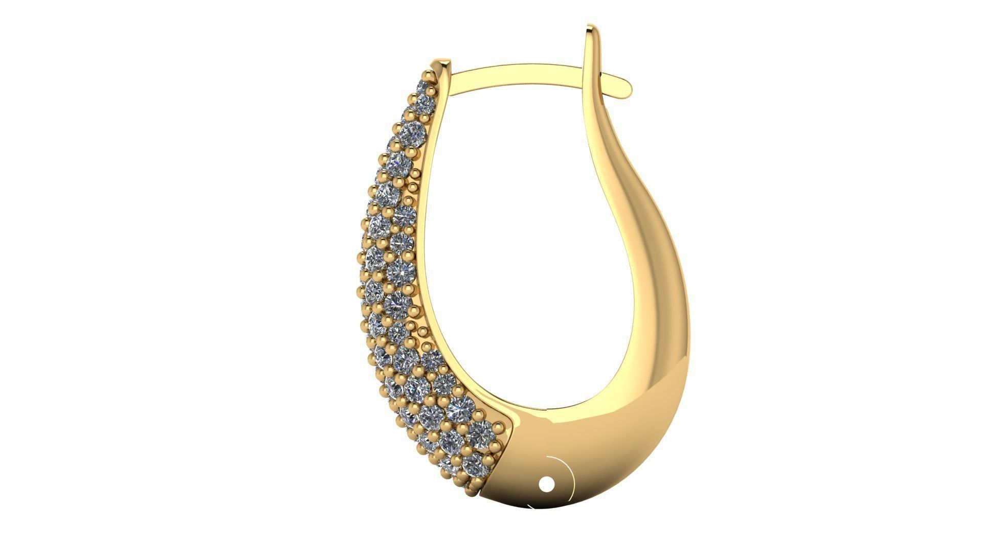 Huggie Hoop Clicker Earring Teardrop with Diamonds 3D print model_2