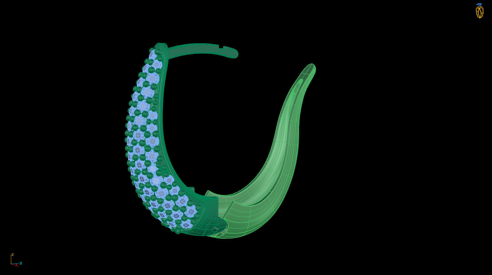 Huggie Hoop Clicker Earring Teardrop with Diamonds 3D print model_13