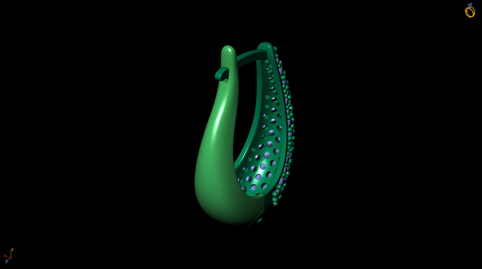 Huggie Hoop Clicker Earring Teardrop with Diamonds 3D print model_18
