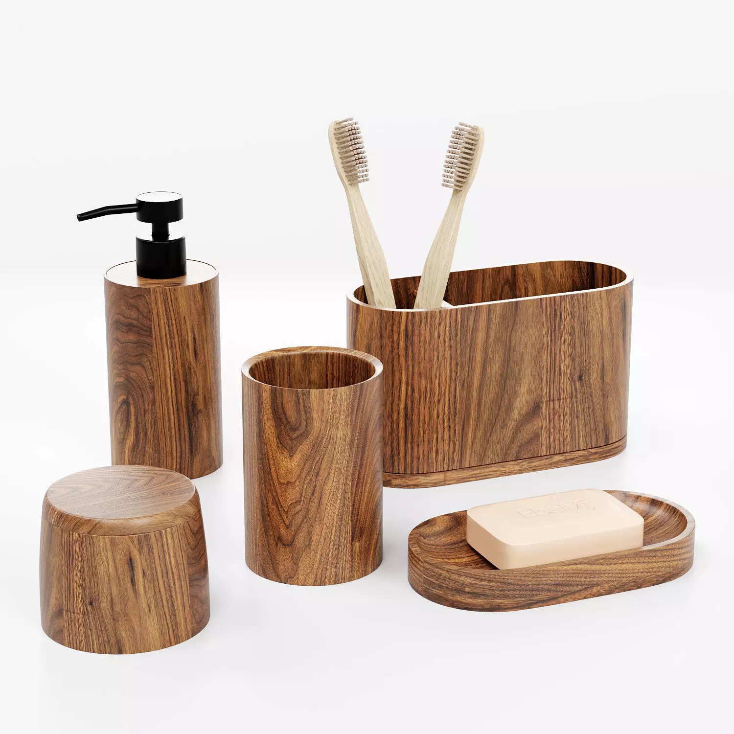 Bathroom wooden accessories 001 3D model