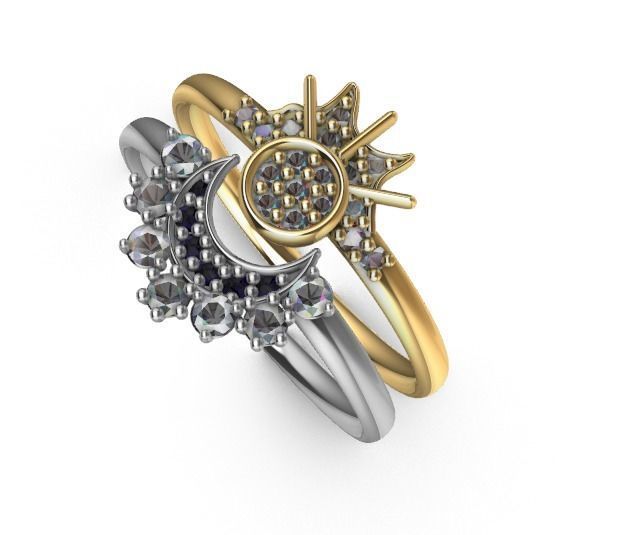 Conjunto de anillos para dama-mujer -v- 3D print model_1