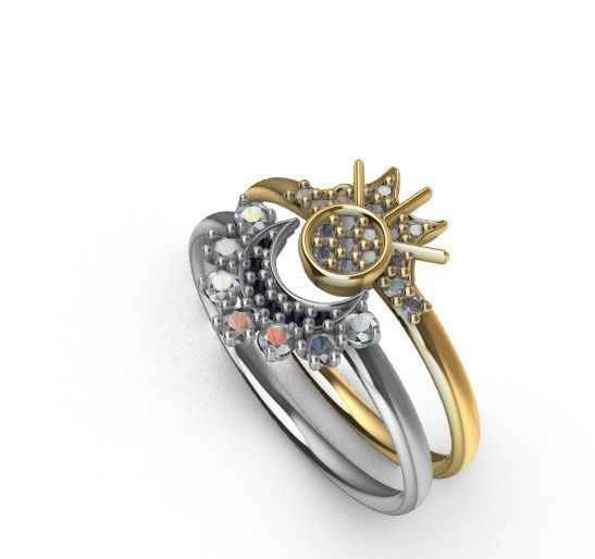 Conjunto de anillos para dama-mujer -v- 3D print model_3