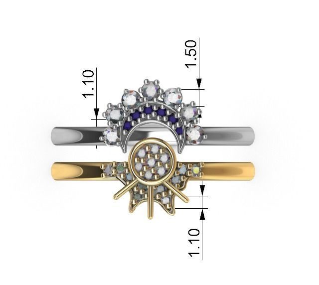 Conjunto de anillos para dama-mujer -v- 3D print model_5