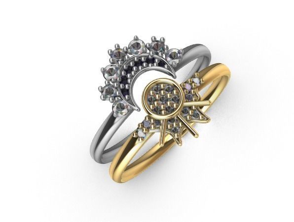 Conjunto de anillos para dama-mujer -v- 3D print model_2