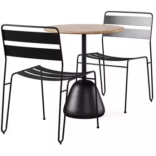 Luther outdoor chair and Saura table