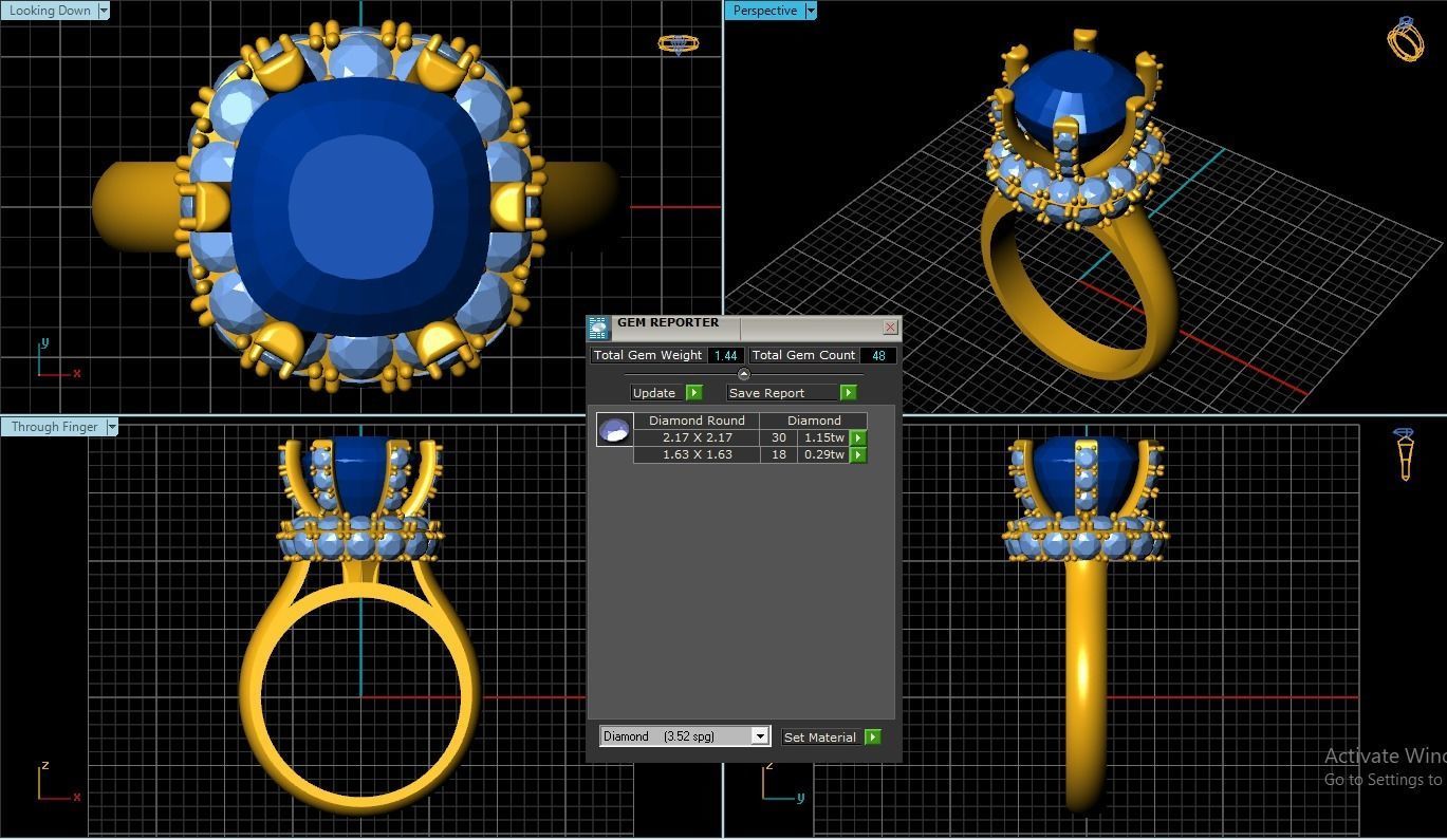 Gem Ring 3D print model_1