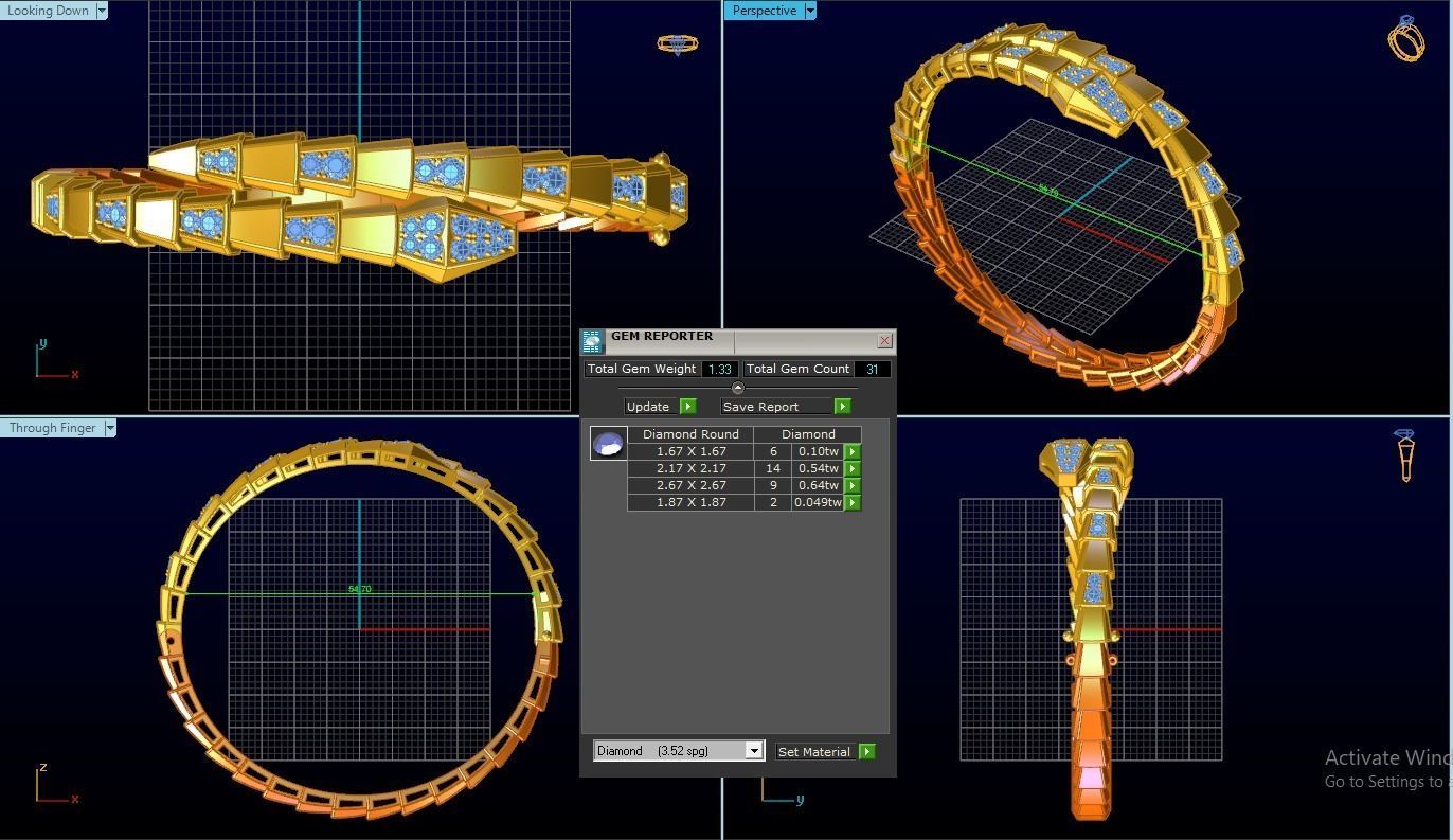 Snake Bangle 3D print model_2