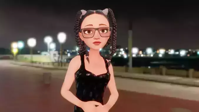 Cute 3D Cartoon Character girl ready to use