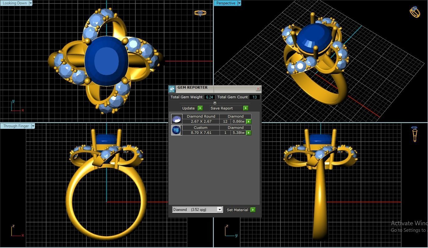 Gem Ring 3D print model_1