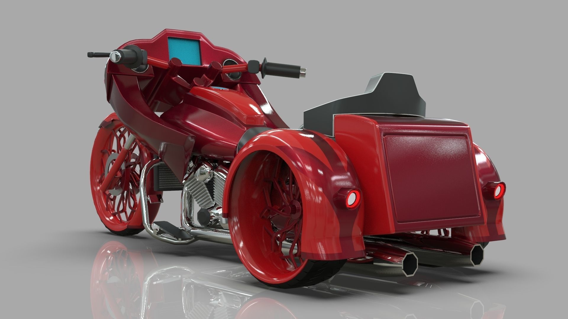 Conceptual three wheeled motorcycle 3D model_12