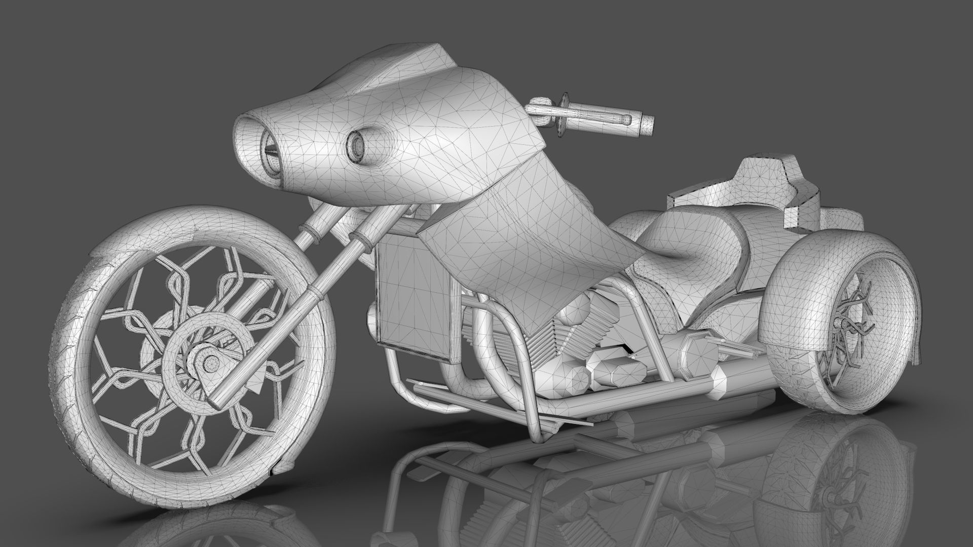 Conceptual three wheeled motorcycle 3D model_19