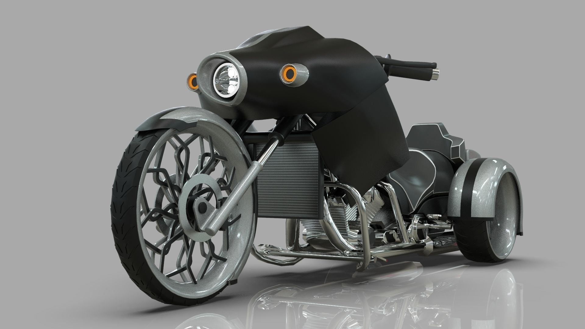Conceptual three wheeled motorcycle 3D model_8