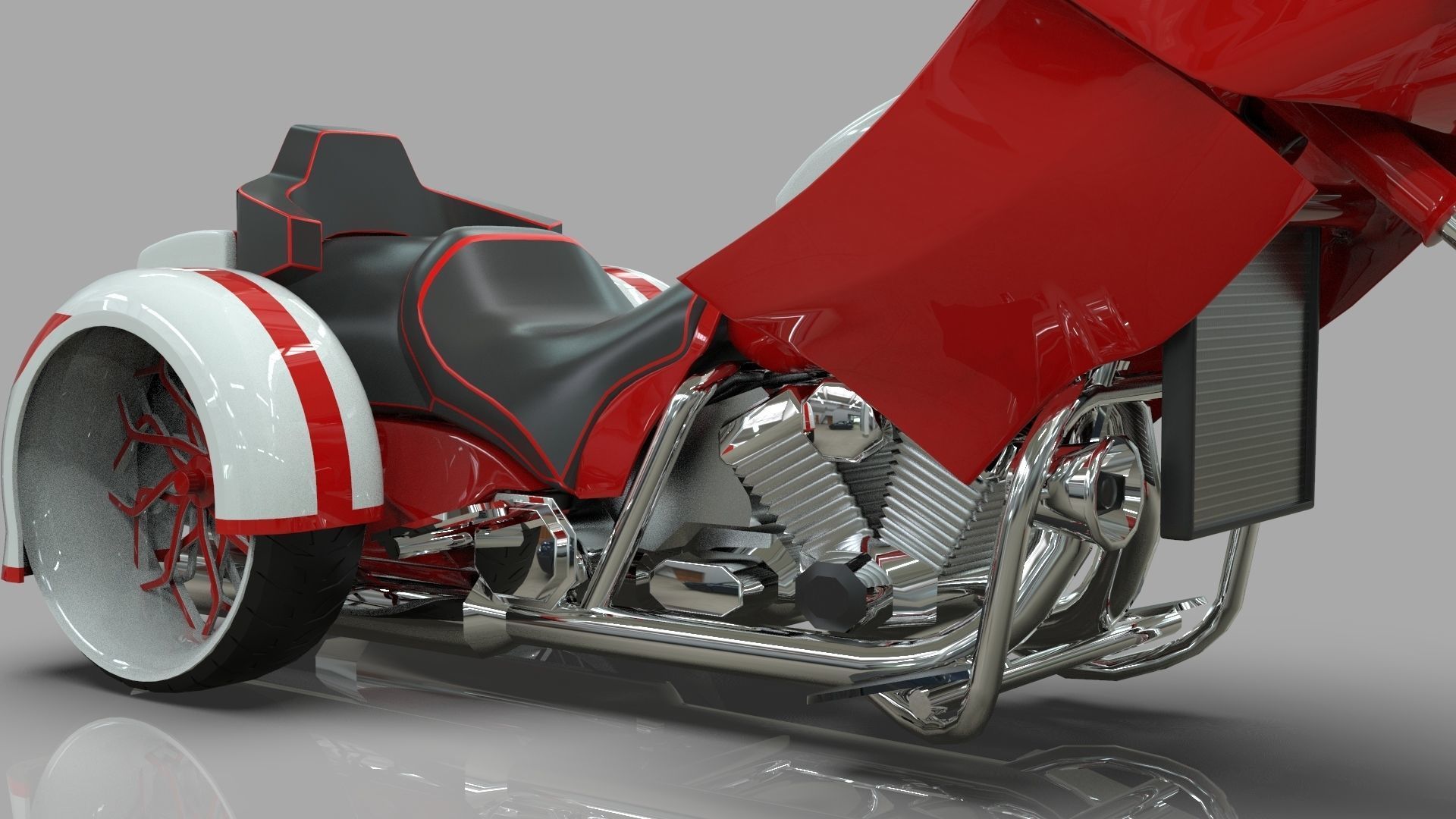 Conceptual three wheeled motorcycle 3D model_6