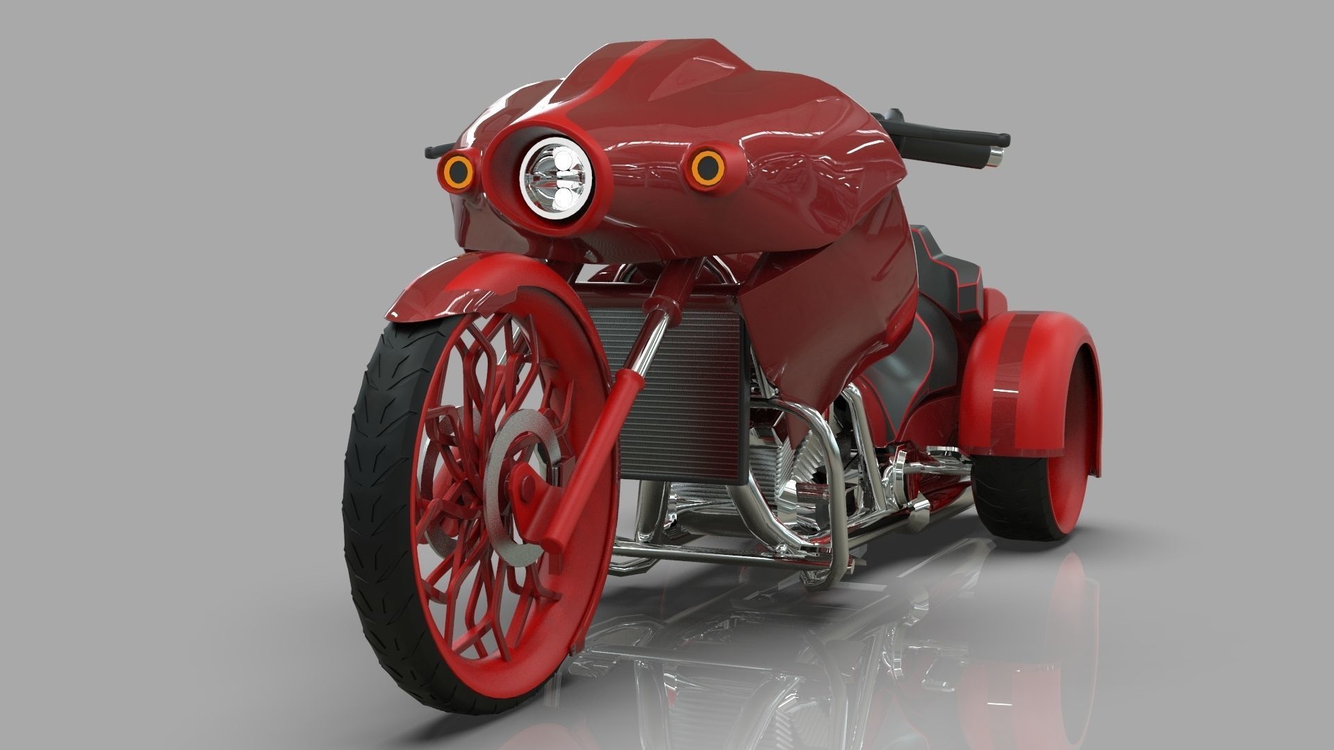 Conceptual three wheeled motorcycle 3D model_16