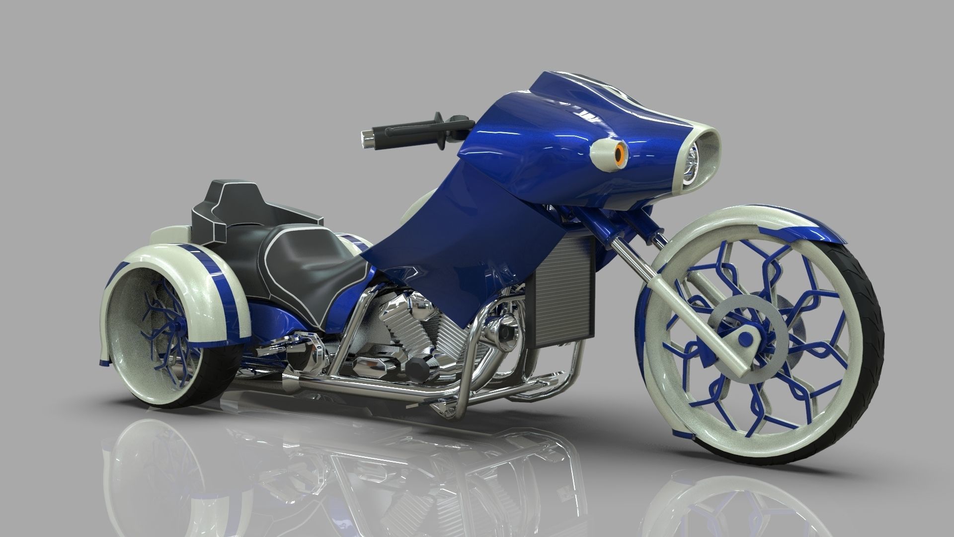 Conceptual three wheeled motorcycle 3D model_13