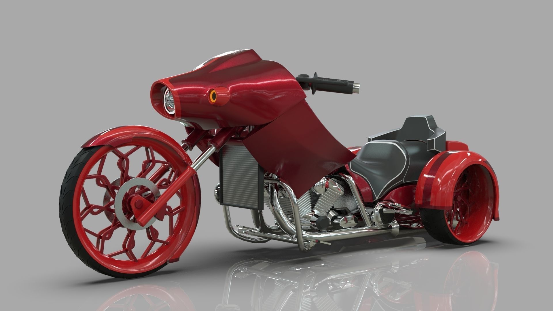 Conceptual three wheeled motorcycle 3D model_11