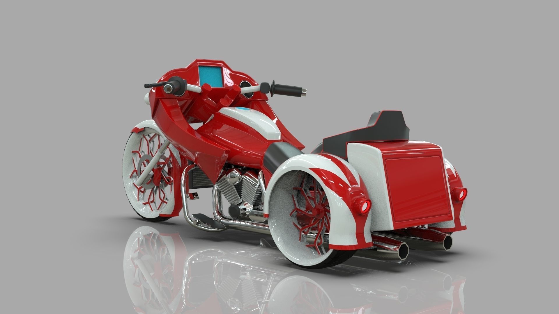 Conceptual three wheeled motorcycle 3D model_3