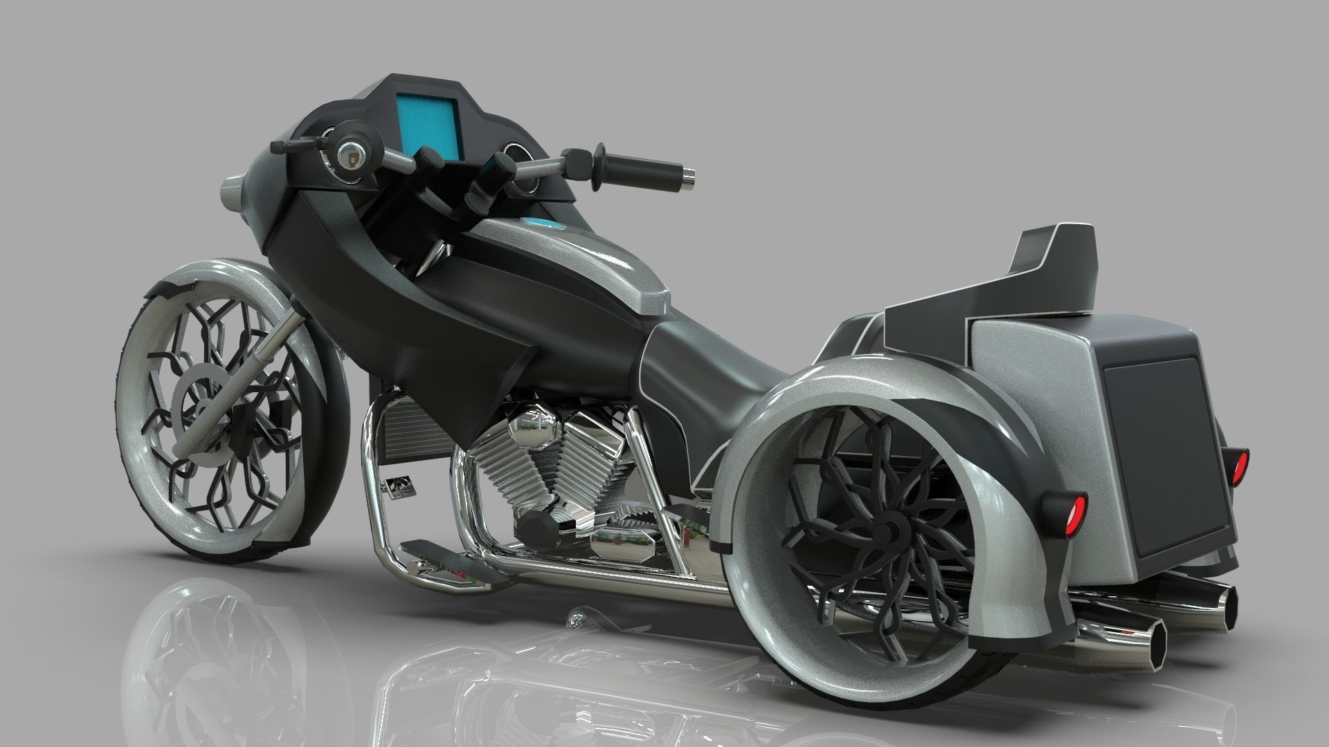 Conceptual three wheeled motorcycle 3D model_9