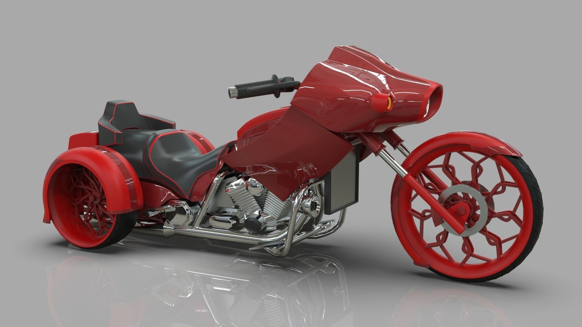 Conceptual three wheeled motorcycle 3D model_15