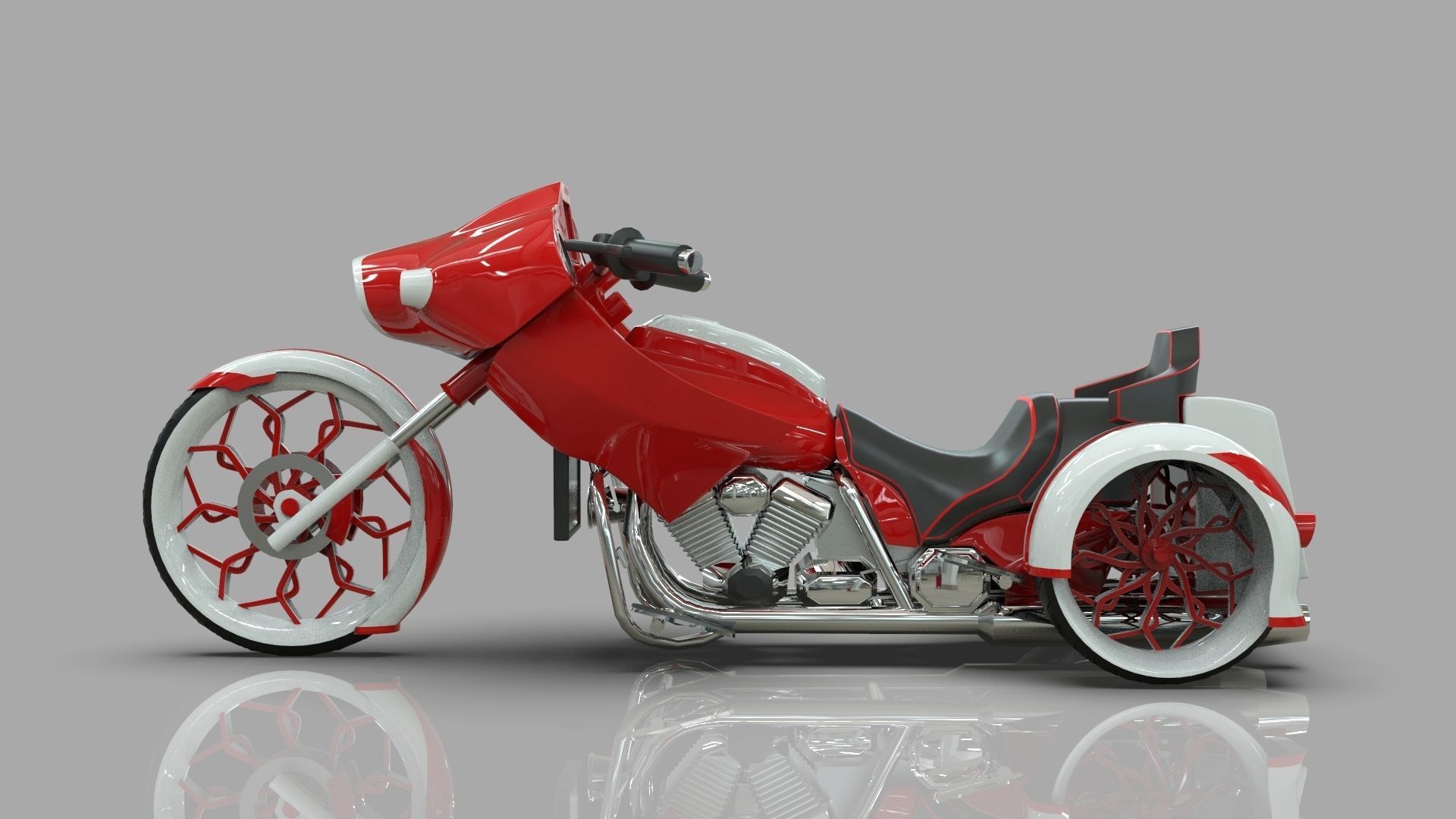 Conceptual three wheeled motorcycle 3D model_2