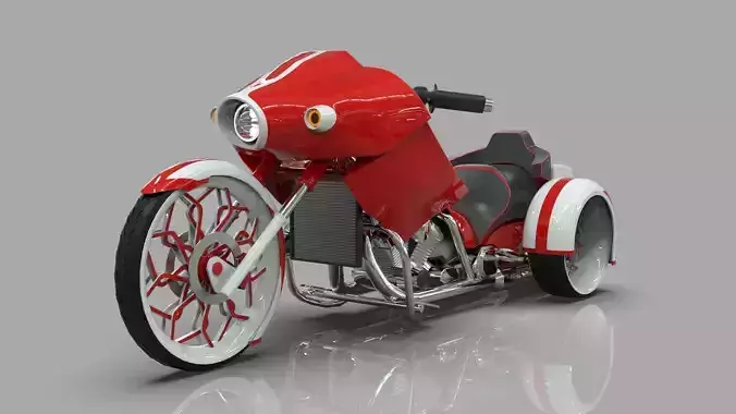 Conceptual three wheeled motorcycle 3D model