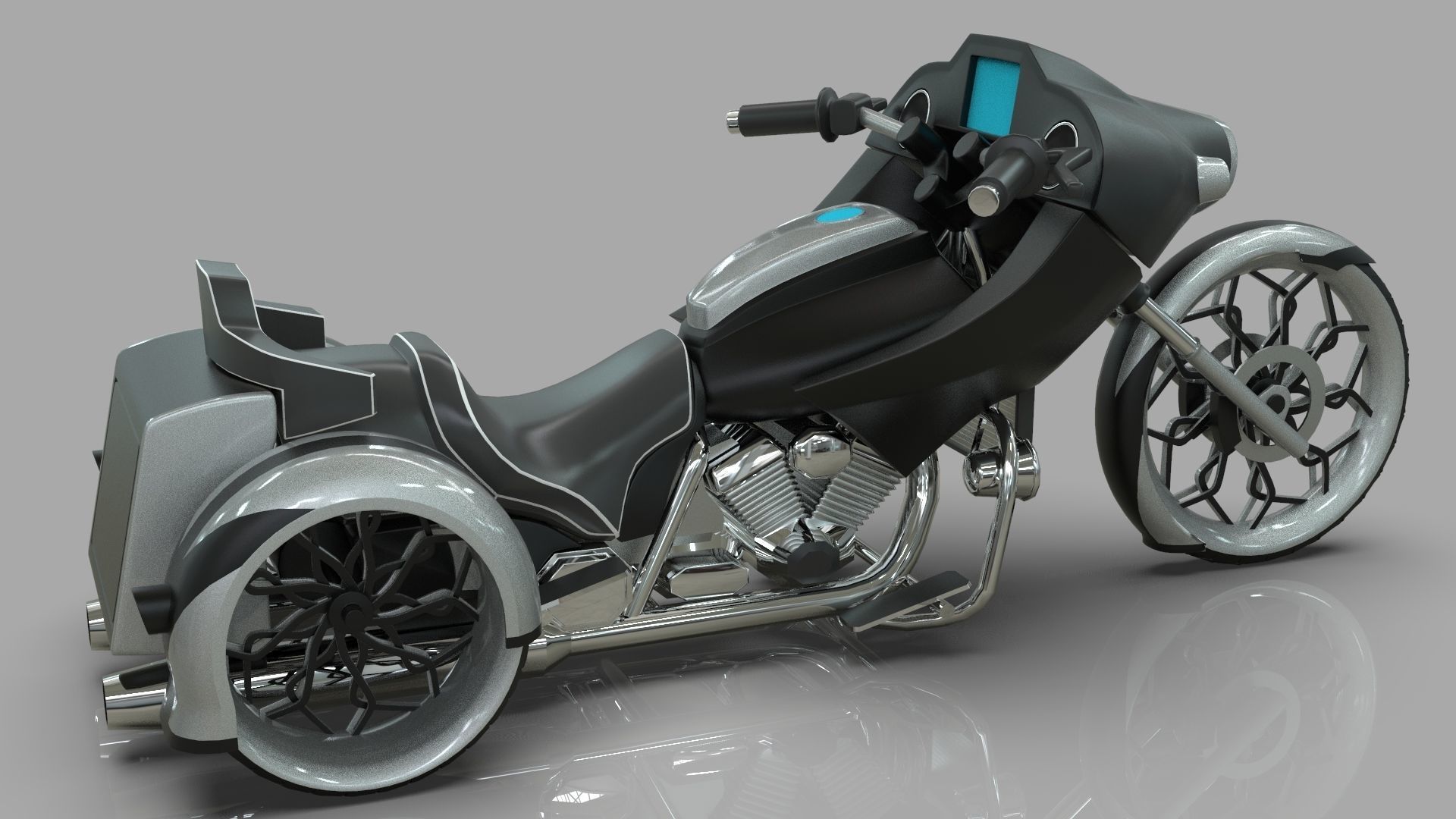 Conceptual three wheeled motorcycle 3D model_10