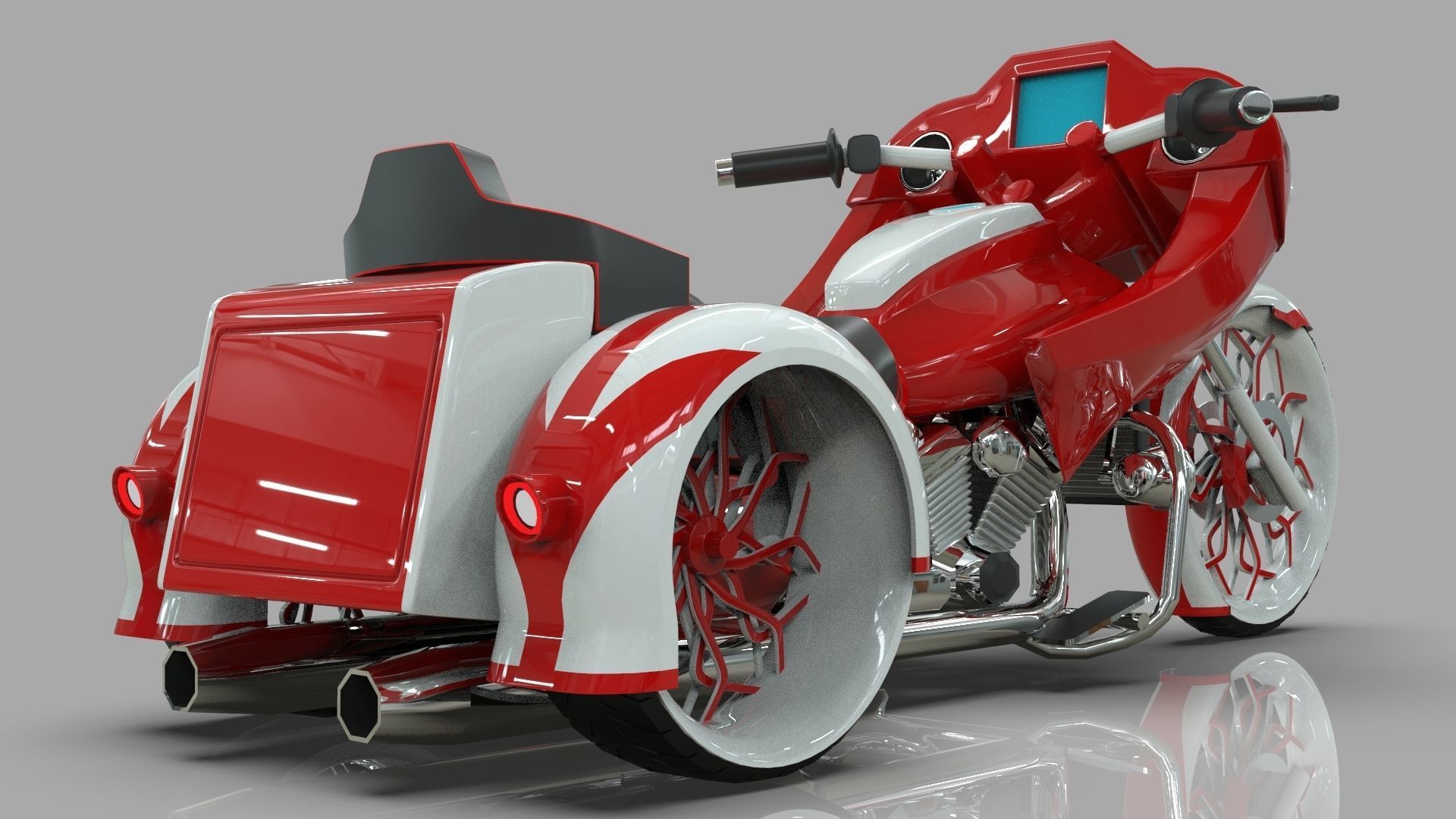 Conceptual three wheeled motorcycle 3D model_4