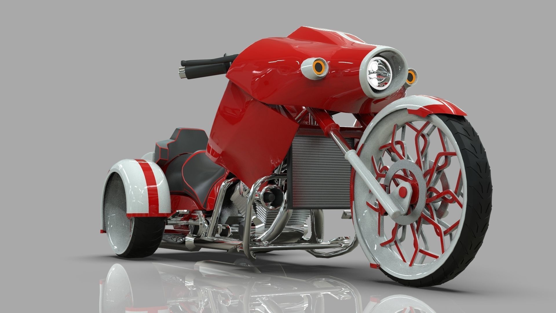 Conceptual three wheeled motorcycle 3D model_7