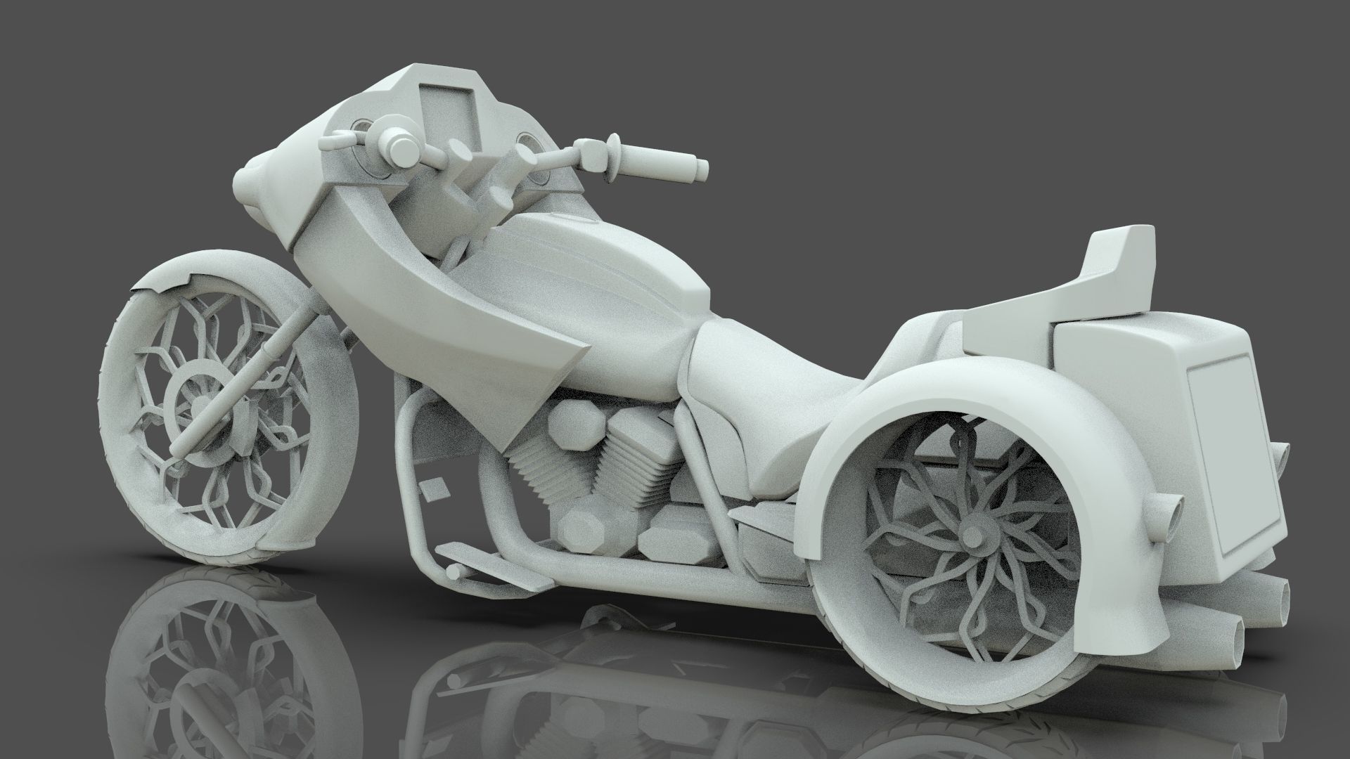Conceptual three wheeled motorcycle 3D model_18